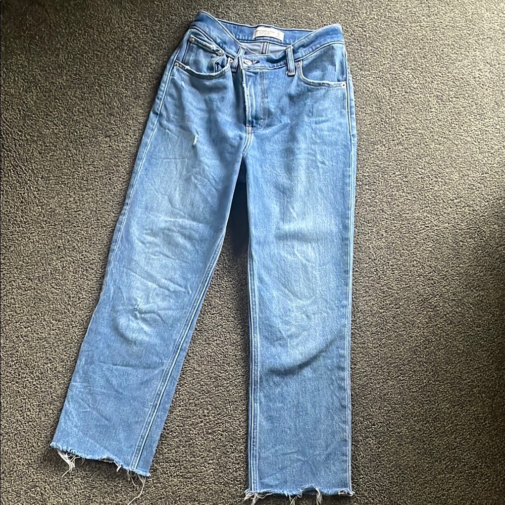 Abercrombie & Fitch the 90s straight ultra high-rise 25 0 XS Blue Women's Jeans
